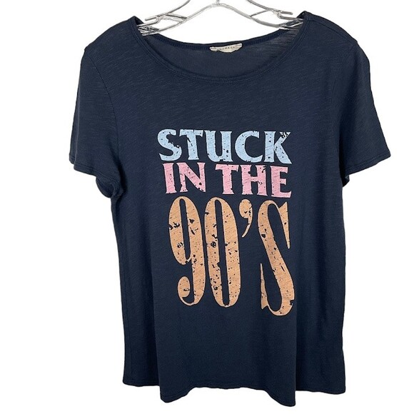 Promesa T Shirt STUCK IN THE 90'S Sz M Round Neck Short Sleeve Gray Made inUSA - Picture 1 of 6